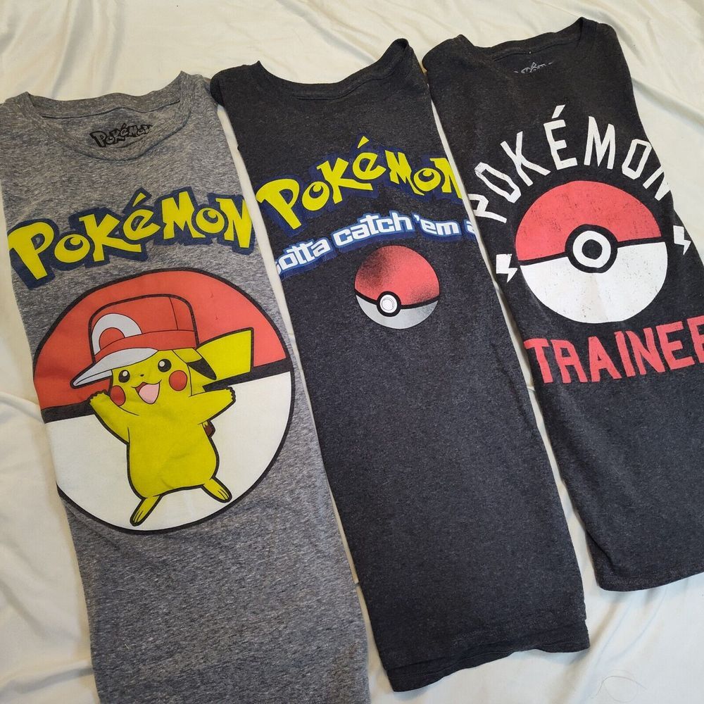 Pokémon Lot of 3 Shirts (Trainer, Gotta Catch'em All, Pikachu)